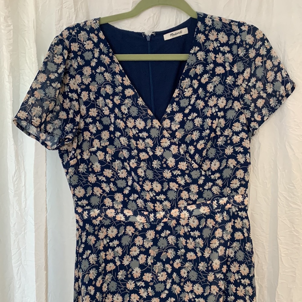 Madewell midi blue floral dress size S